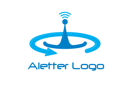 antenna with arrow in communication logo