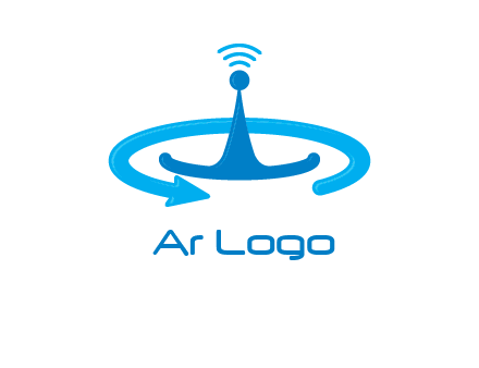 antenna with arrow in communication logo