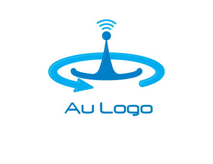 antenna with arrow in communication logo