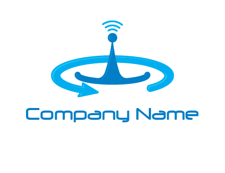 antenna with arrow in communication logo