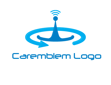 antenna with arrow in communication logo