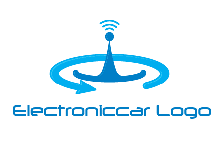 antenna with arrow in communication logo