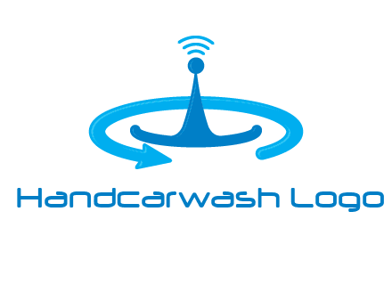 antenna with arrow in communication logo