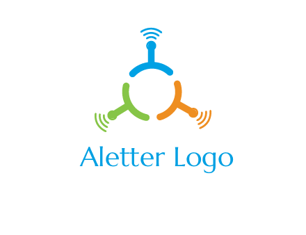 telecommunication logo with antennas