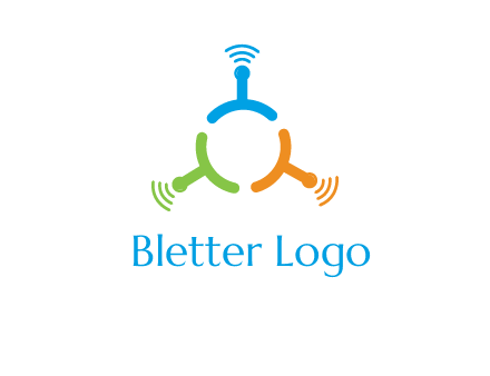 telecommunication logo with antennas