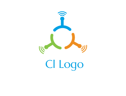 telecommunication logo with antennas