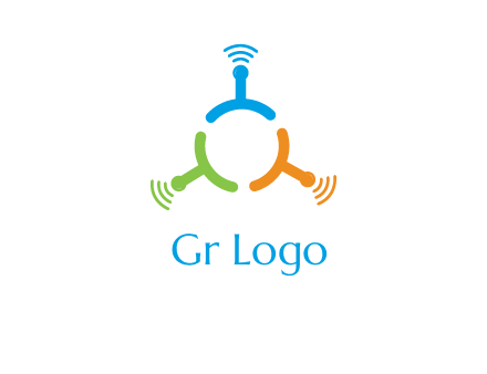 telecommunication logo with antennas