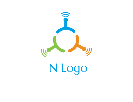 telecommunication logo with antennas