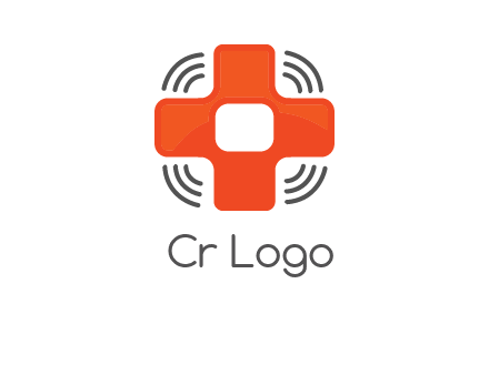 cross with broadcasting waves in communication logo