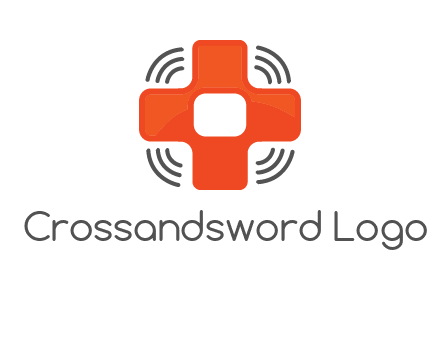 cross with broadcasting waves in communication logo