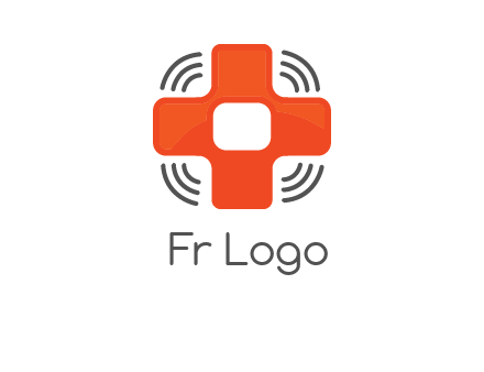 cross with broadcasting waves in communication logo