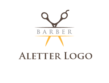 open scissors in barber logo