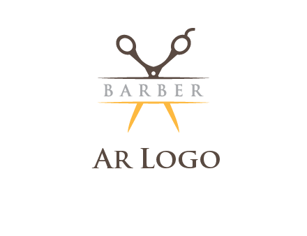 open scissors in barber logo