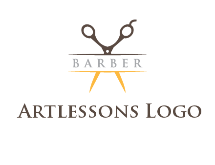 open scissors in barber logo