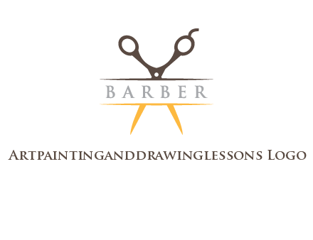 open scissors in barber logo