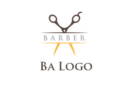 open scissors in barber logo