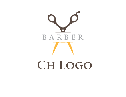 open scissors in barber logo