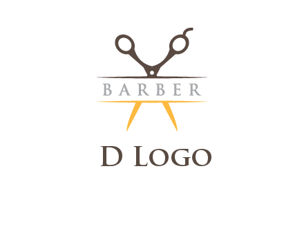 open scissors in barber logo