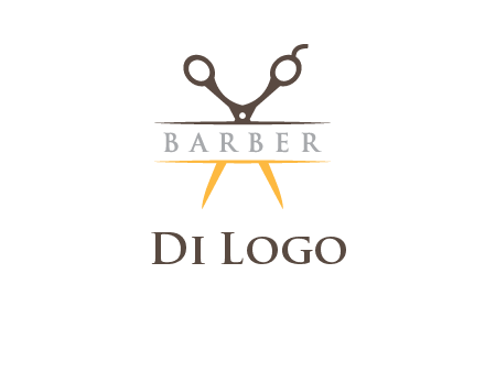 open scissors in barber logo