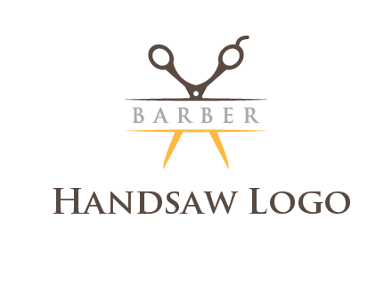 open scissors in barber logo