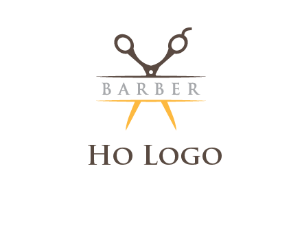 open scissors in barber logo