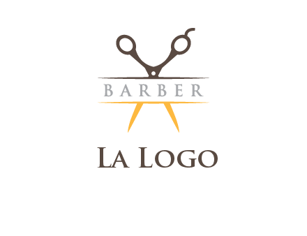 open scissors in barber logo