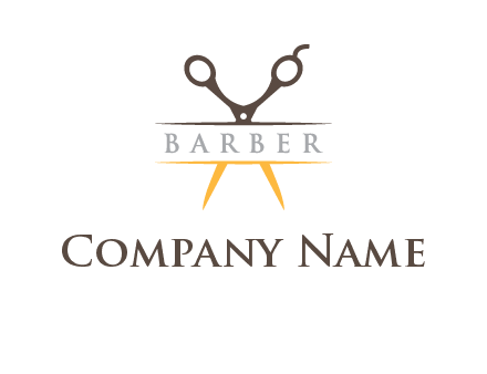 open scissors in barber logo