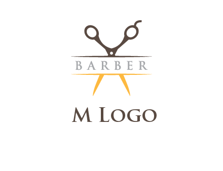 open scissors in barber logo