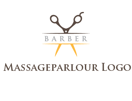 open scissors in barber logo