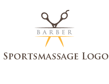 open scissors in barber logo