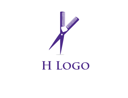 comb and scissors barber logo