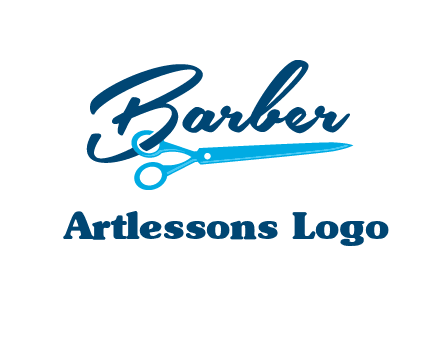 scissor entwined with barber logo