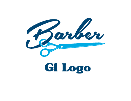 scissor entwined with barber logo