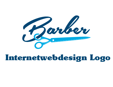 scissor entwined with barber logo