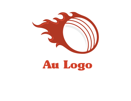 cricket ball fire sports logo