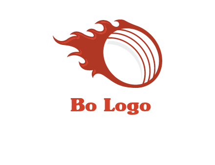 cricket ball fire sports logo