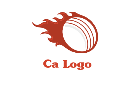 cricket ball fire sports logo