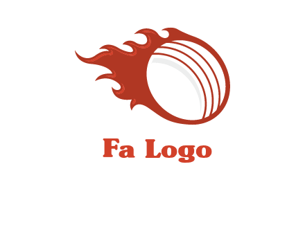cricket ball fire sports logo
