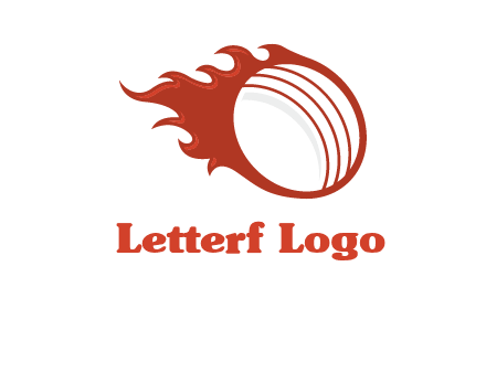 cricket ball fire sports logo