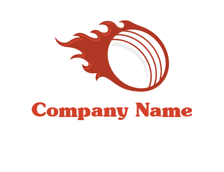 cricket ball fire sports logo