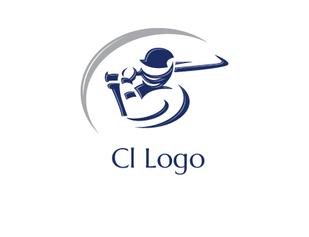 cricket batsman sports logo