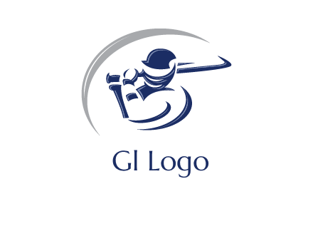 cricket batsman sports logo