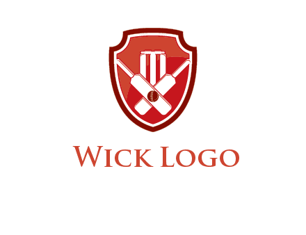 wicket and crossed bats in shield sports logo