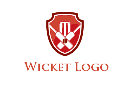 wicket and crossed bats in shield sports logo