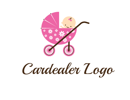 baby in stroller childcare logo