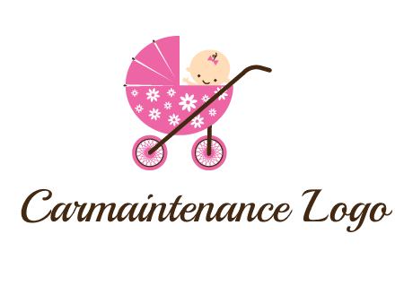 baby in stroller childcare logo