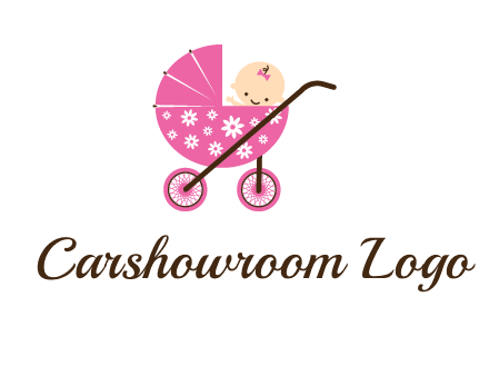 baby in stroller childcare logo