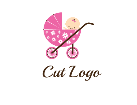 baby in stroller childcare logo