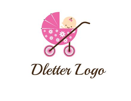 baby in stroller childcare logo