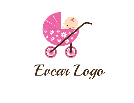 baby in stroller childcare logo